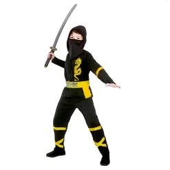 Kids Power Ninja Japanese Fighter Black Halloween Costume -Halloween Store EB 4145 opt