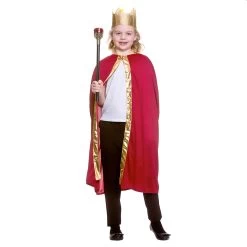 Childs King Queen Robe & Crown Set Gold Trim Fancy Dress 85cm -Halloween Store EGB 4928 2 opt