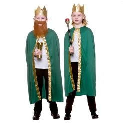 Childs King Queen Robe & Crown Set Gold Trim Fancy Dress 85cm -Halloween Store EGB 4929 1 opt