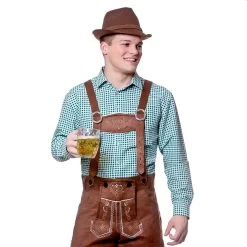 Mens Oktoberfest Shirt Checked Beer Festival Top Fancy Dress -Halloween Store EM 3292 opt