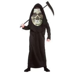 Kids Giant Skull Reaper Death Fancy Dress Costume Halloween