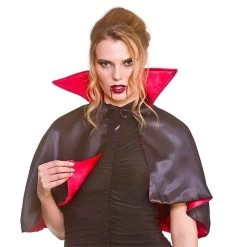 Deluxe Mini Vampire Cape Black Red Fancy Dress Halloween 36cm