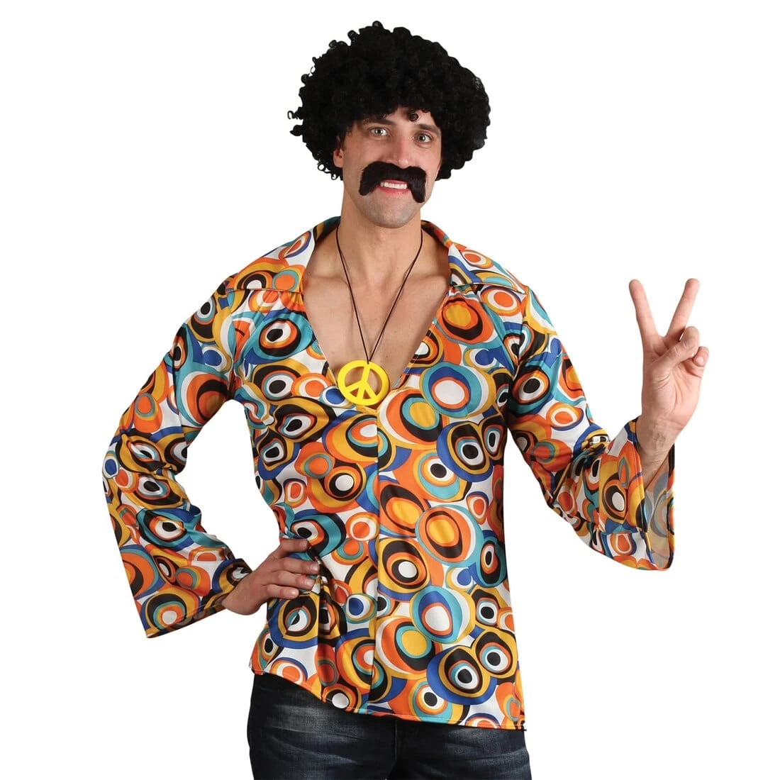 Mens Groovy Hippie Shirt Flower Power Halloween Costume 1 Mens Groovy Hippie Shirt Flower Power Halloween Costume