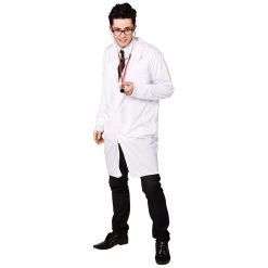 Mens White Doctors Coat One Size Halloween Accessory