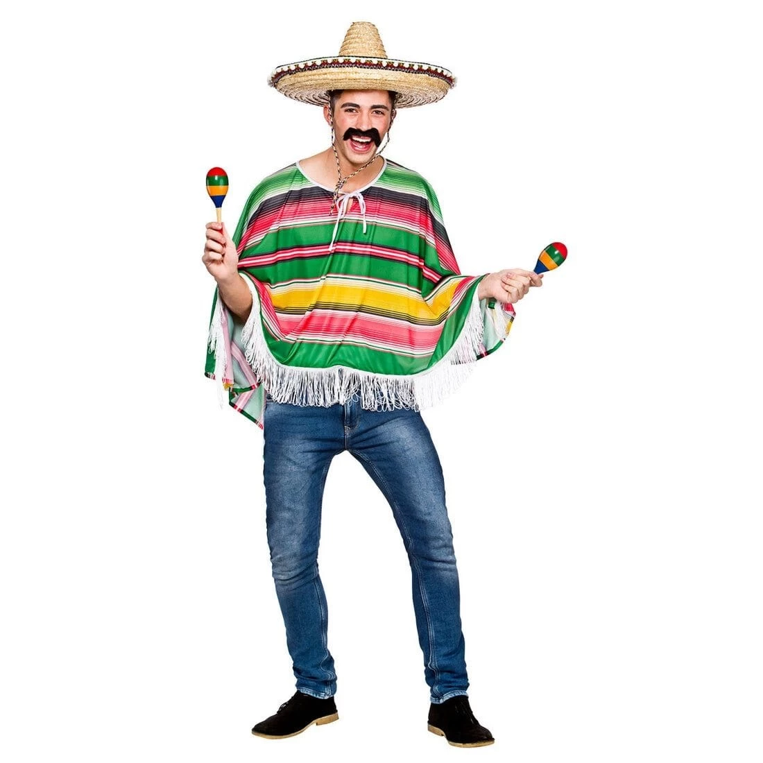 Adults Mexican Bandit Poncho One Size Halloween Costume 1 Adults Mexican Bandit Poncho One Size Halloween Costume