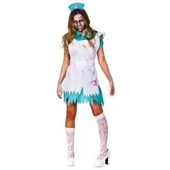 Womens Bloodthirsty Nurse Halloween Costume Fancy Dress