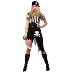 Womens Shipwrecked Pirate Sexy Captain Fancy Dress Costume