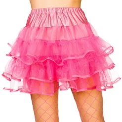 Womens Neon Pink Ruffle Tutu Skirt Fancy Dress Accessory