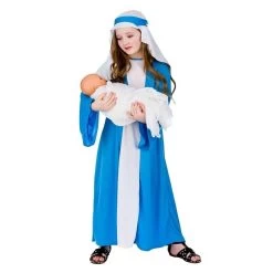 Girls Mary Nativity Play Dress Up School Costume Christmas