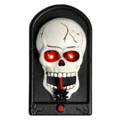 Skull Door Bell Halloween Decoration With Spider Prank