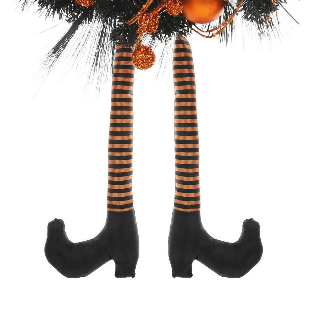 24" Orange Witch Halloween Wreath Sparkly Hanging Decoration 3 24" Orange Witch Halloween Wreath Sparkly Hanging Decoration - Image 3