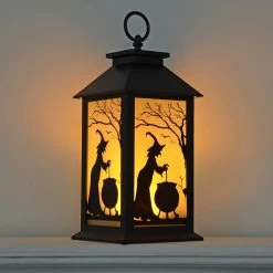 Cackle & Co Black Halloween Design Lantern With Lights -Halloween Store XS6361 1600 1 97114.1564660685.1100.1100