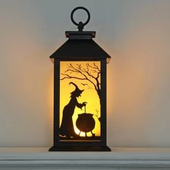 Cackle & Co Black Halloween Design Lantern With Lights -Halloween Store XS6361 1600 4 73039.1564660689.1100.1100