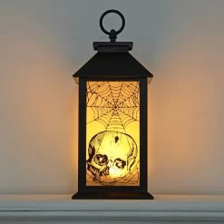 Cackle & Co Black Halloween Design Lantern With Lights -Halloween Store XS6362 1600 4 00280.1564660738.1100.1100