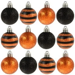 12pk Mini Halloween Decorative Baubles 4cm