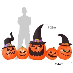8ft LED Inflatable 5 Evil Pumpkins Witch Hats Halloween Decoration -Halloween Store XS7375 4 opt