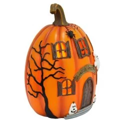 LED Pumpkin House Ghoulish Greetings Halloween Decoration 19cm -Halloween Store XS7410 2 opt