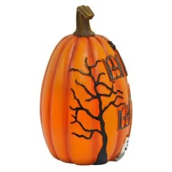 LED Pumpkin House Ghoulish Greetings Halloween Decoration 19cm -Halloween Store XS7410 4 opt