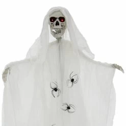 6ft Standing Skeleton Light Up Red Eyes Scream Sounds Spiders -Halloween Store XS7437 3 opt