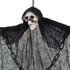 Hanging Skeleton With Chains Black Robe Ghost Decoration 60cm -Halloween Store XS7456 2 opt