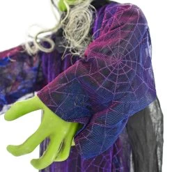 6ft Hanging Witch Green Skin Light Up Eyes Sounds Decoration -Halloween Store XS7462 3 opt