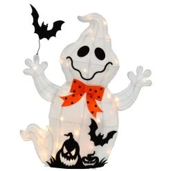Light Up Ghost With Bat Halloween Decoration White LED 74cm -Halloween Store XS7535 1 opt