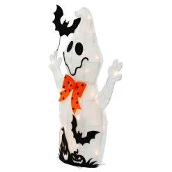 Light Up Ghost With Bat Halloween Decoration White LED 74cm -Halloween Store XS7535 3 opt