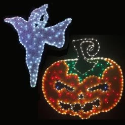 Halloween Store 27 Halloween Tinsel Static Rope Light Decoration Ghost/Pumpkin